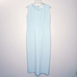Danny & Nicole Blue Sheath Midi Dress Crew Neck Sleeveless